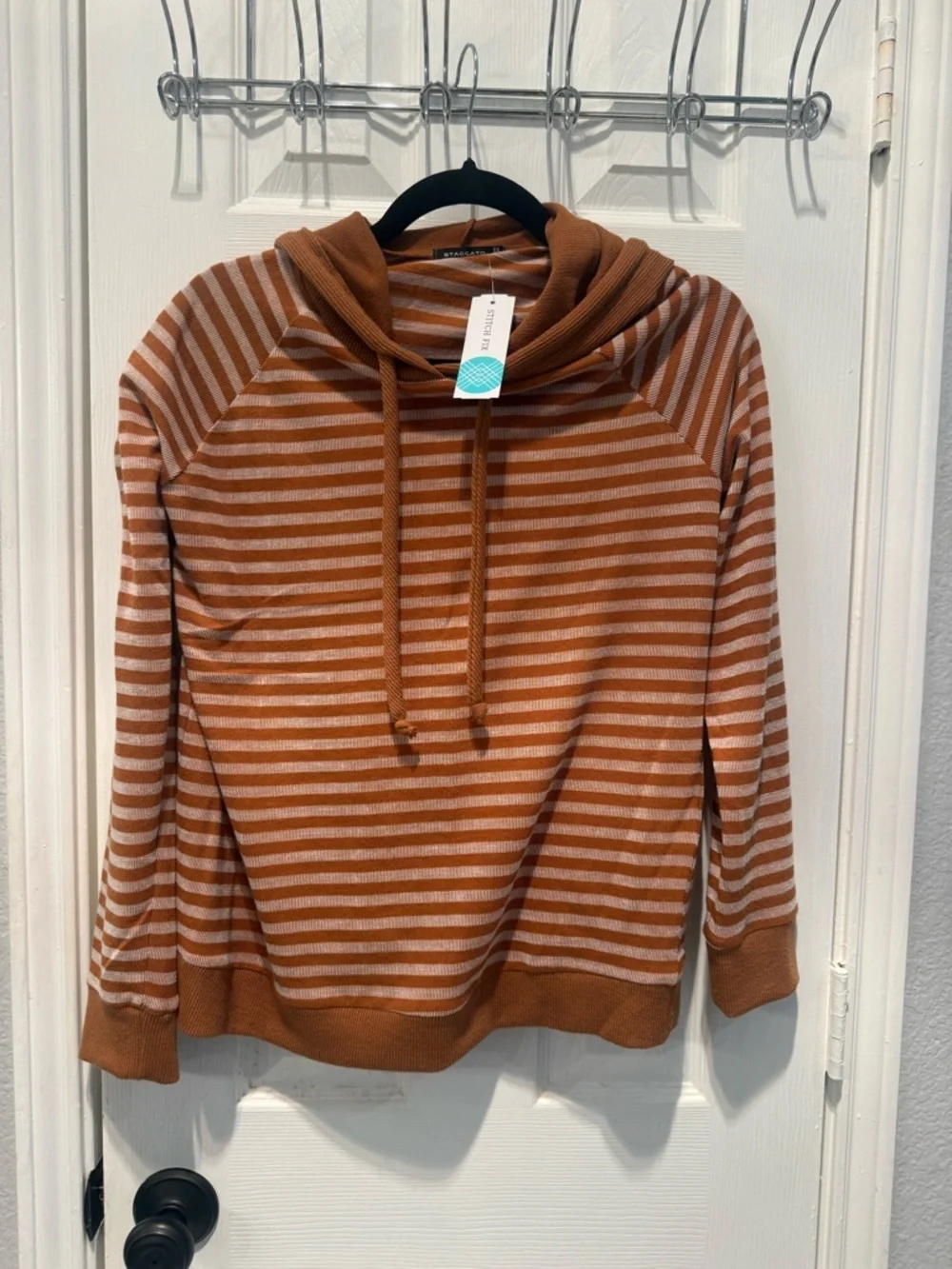 🤎🧡NWT Staccato Textured Hoodie Medium | Striped Lightweight Casual Sweatshirt